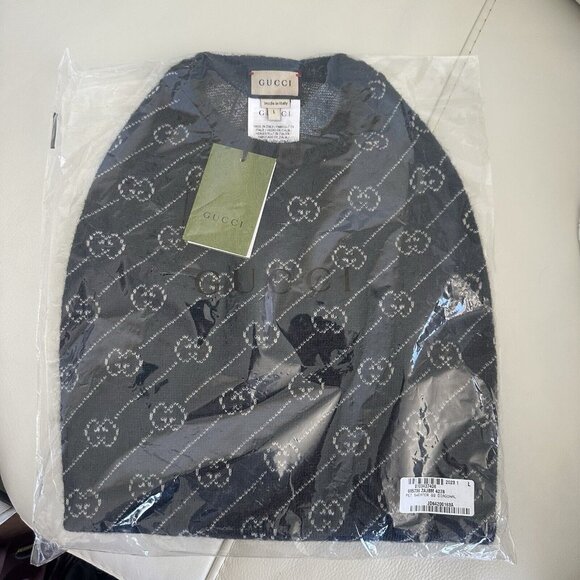 New Authentic Gucci GG Logo Dog Wool Sweater Vest Blue Size L - Picture 6 of 7
